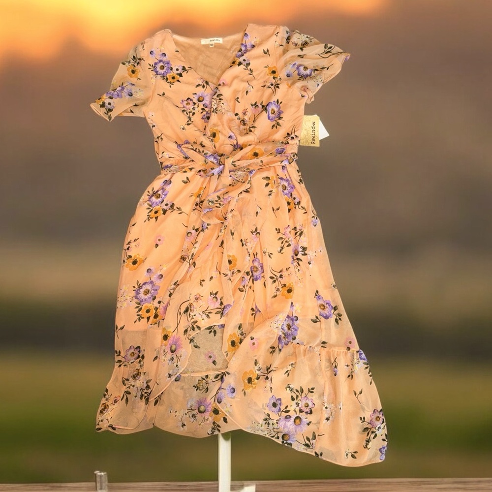 Floral Peach Dress Juniors XXL Rewind